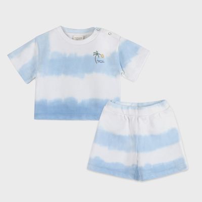 Tie Dye Cozy Tee + Shorts SET (Organic) | Blue
