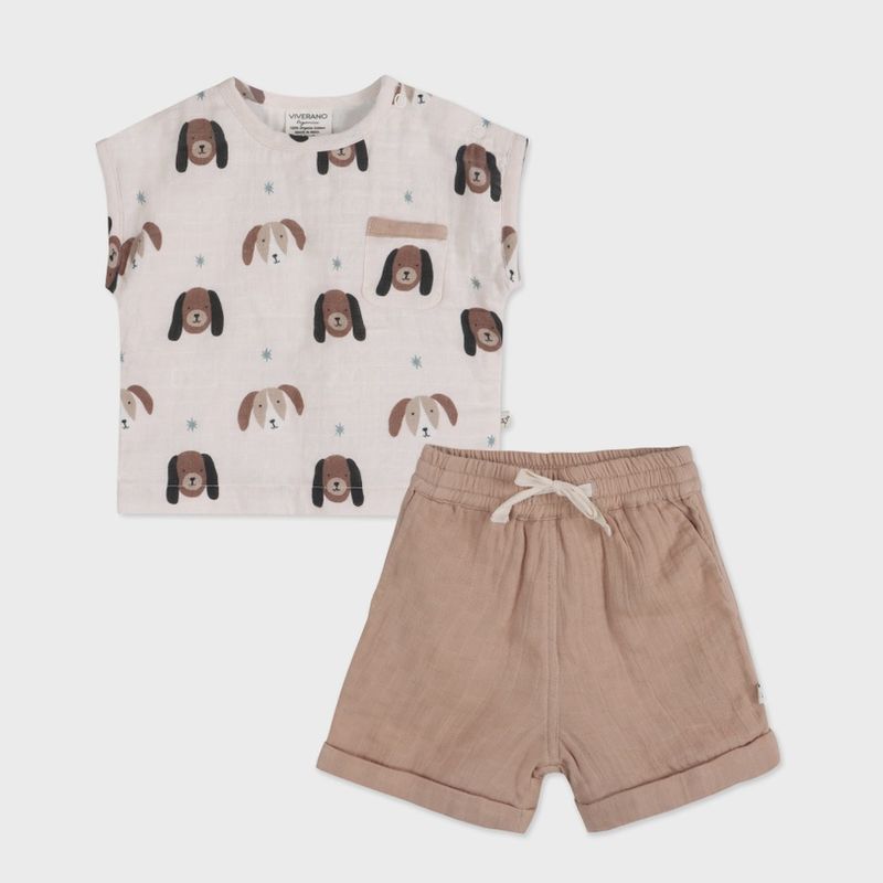 Doggies Top + Shorts Set (Organic Muslin)