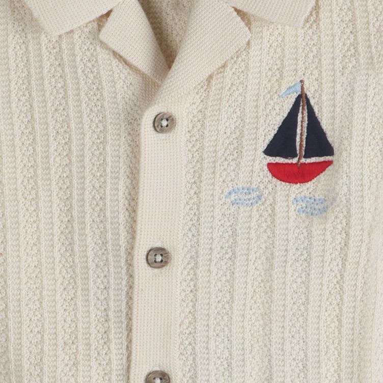 Sailboat Embroidered Shirt &amp; Shorts SET (Organic)