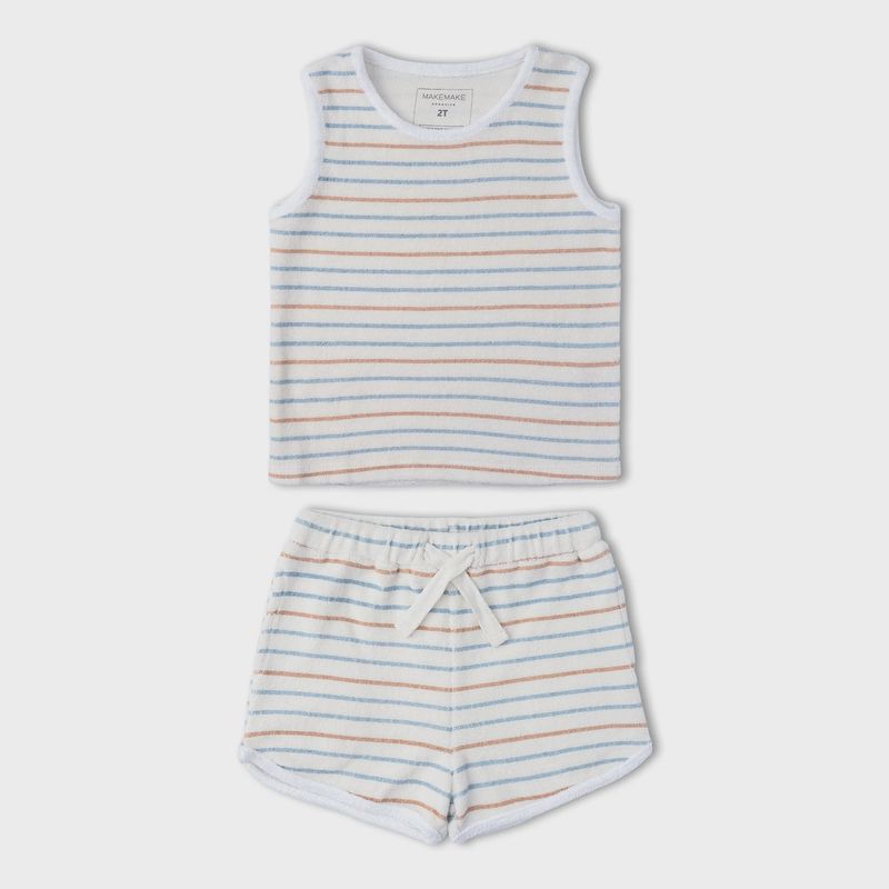Organic Sleeveless Tee &amp; Shorts Set | Cabana Stripes