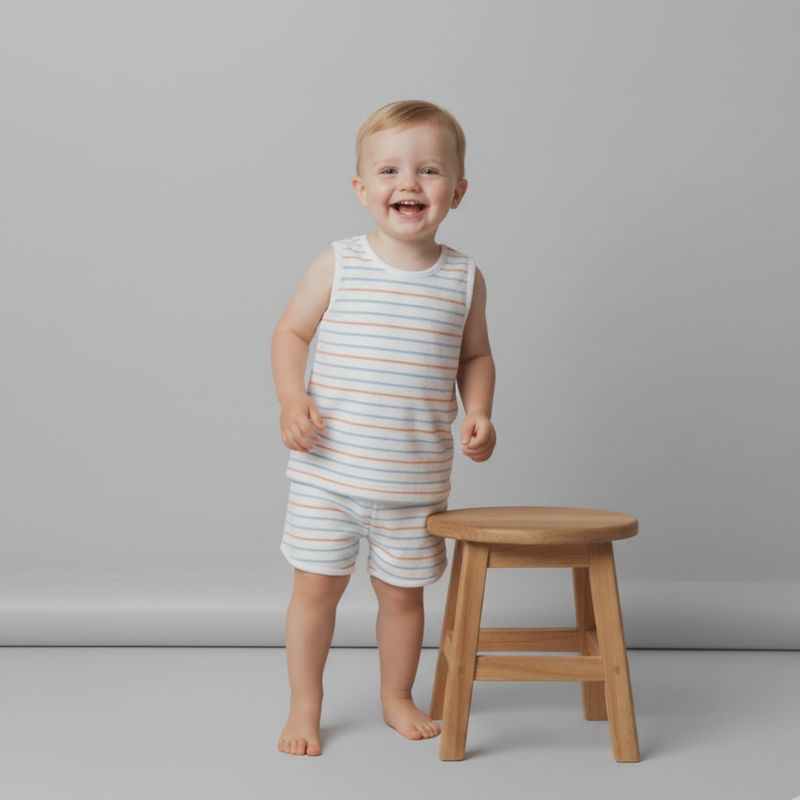 Organic Sleeveless Tee &amp; Shorts Set | Cabana Stripes