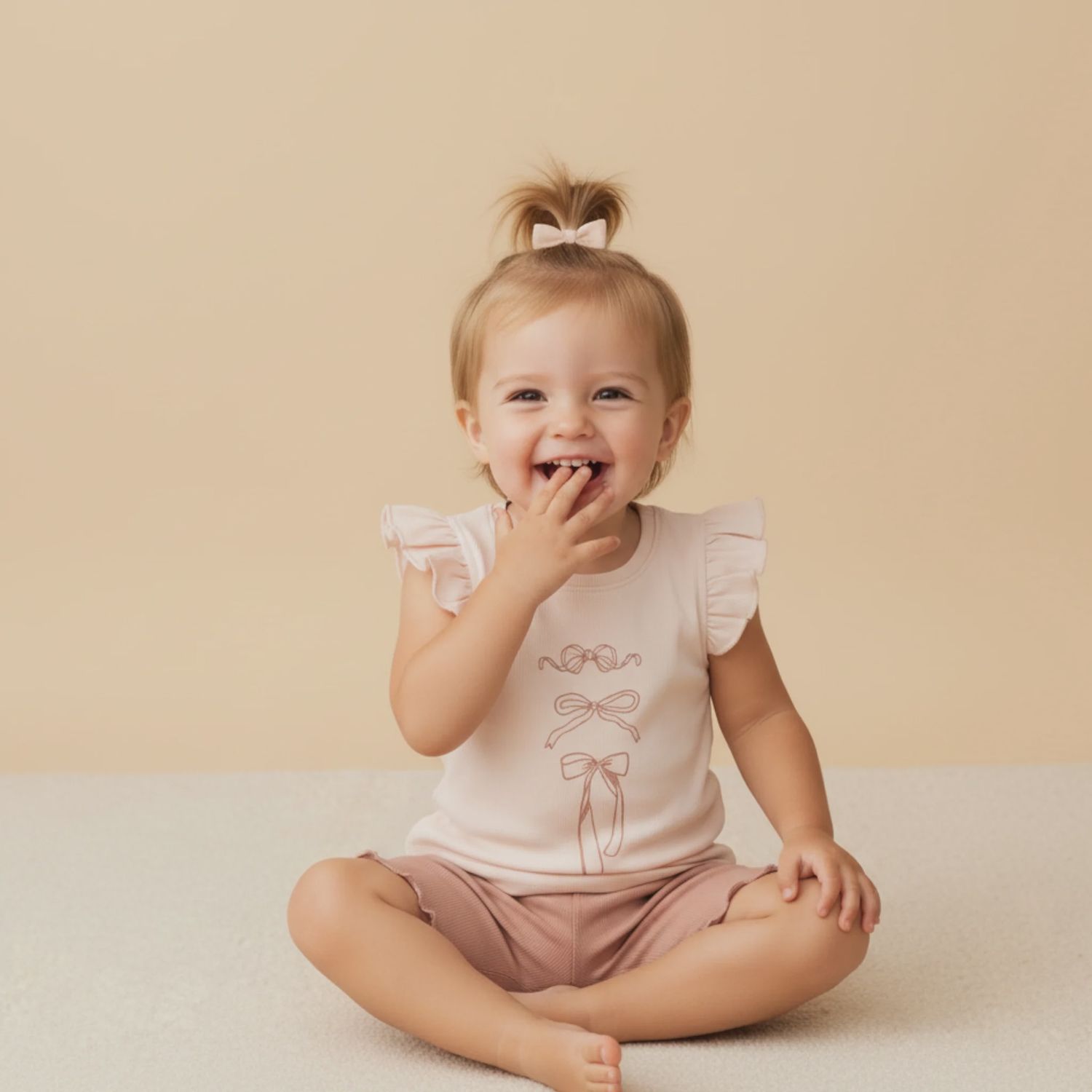 Organic Sleeveless Flutter Top &amp; Shorts Set | Bows