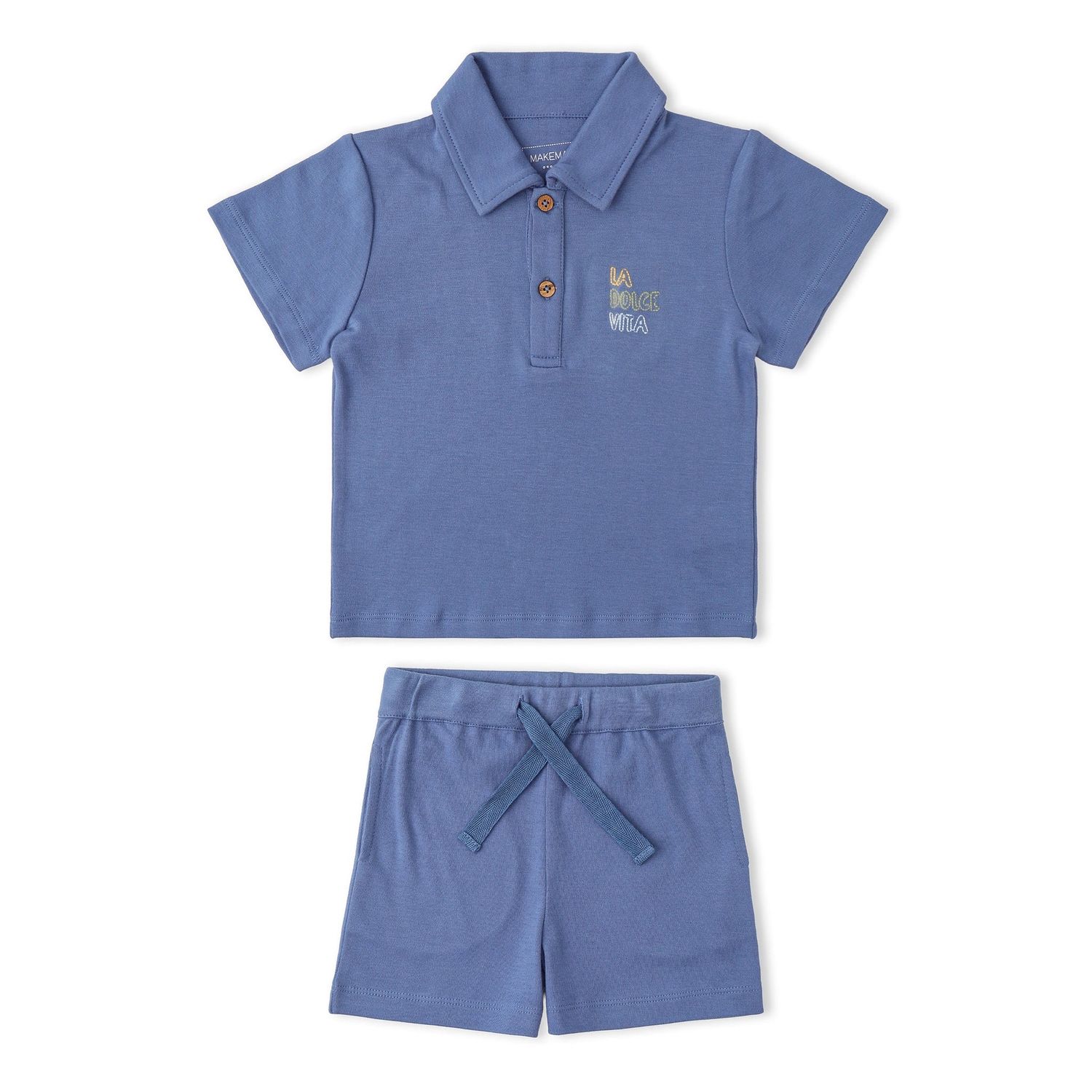 Organic Polo Shirt &amp; Shorts Set | Slate