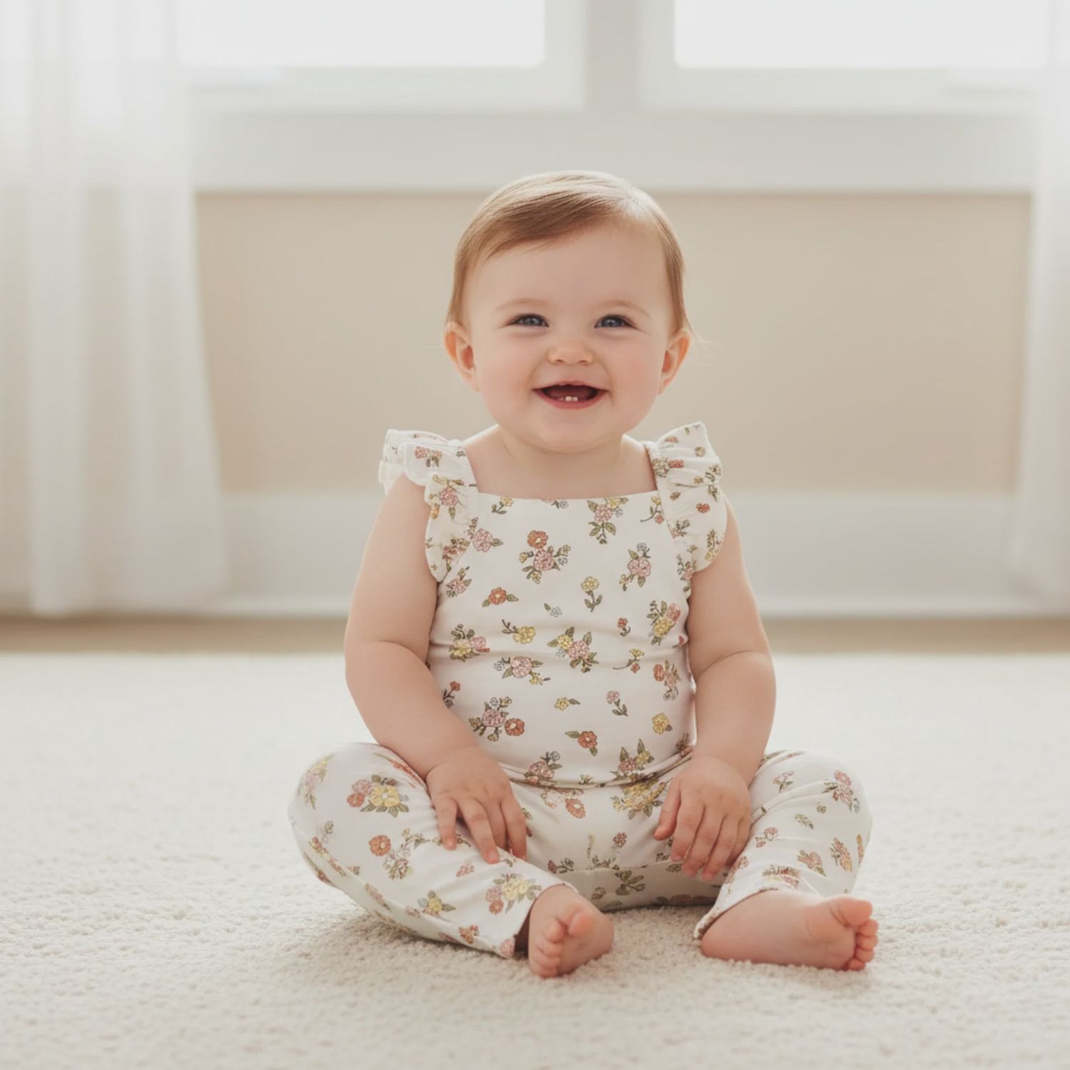 Organic flutter Romper | Meadow