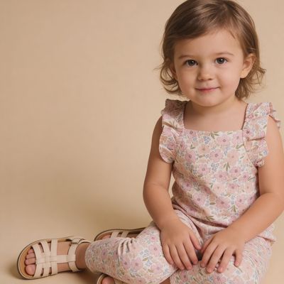 Organic Flutter Romper | Peony