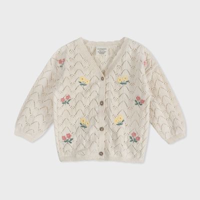 Hazel Floral Baby Knit Cardigan (Organic)