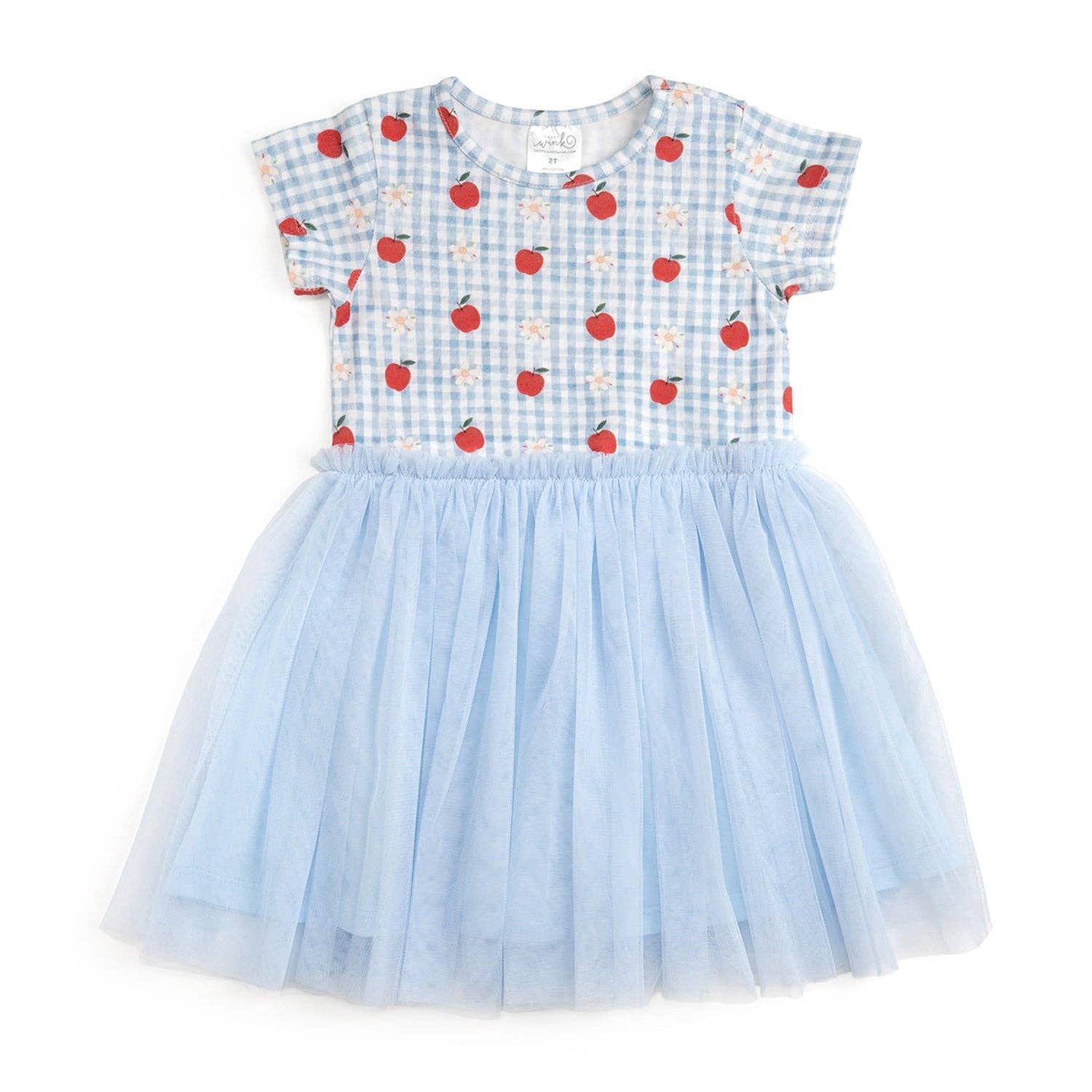 Apple Gingham Short Sleeve Tutu Dress, Size: 6Y