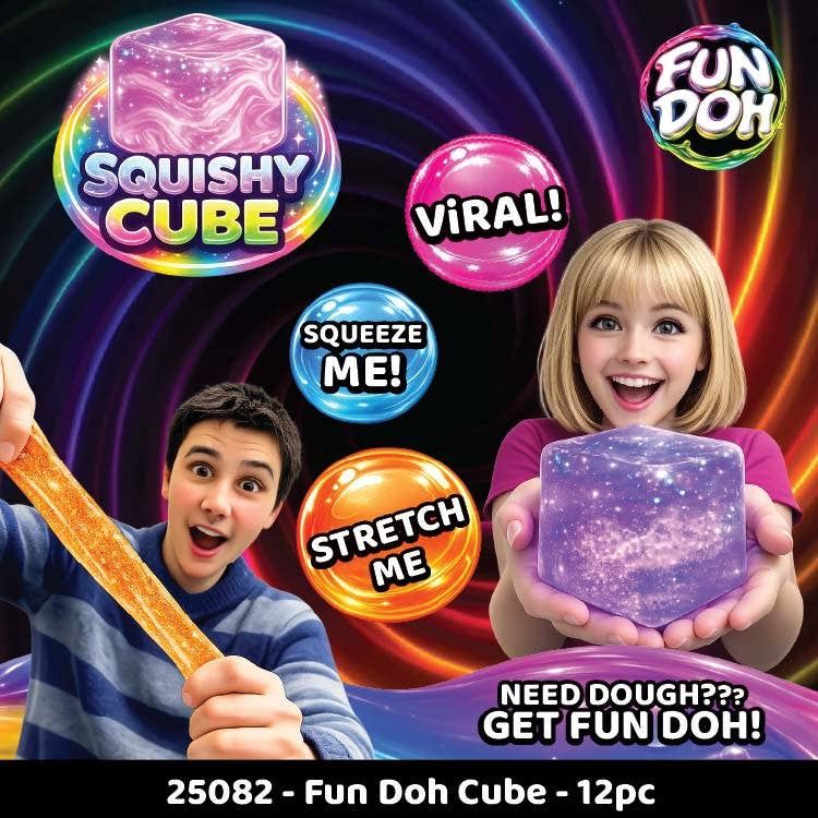 Fun Doh Squish &amp; Squeeze Sparkle Cube Fidget Toy