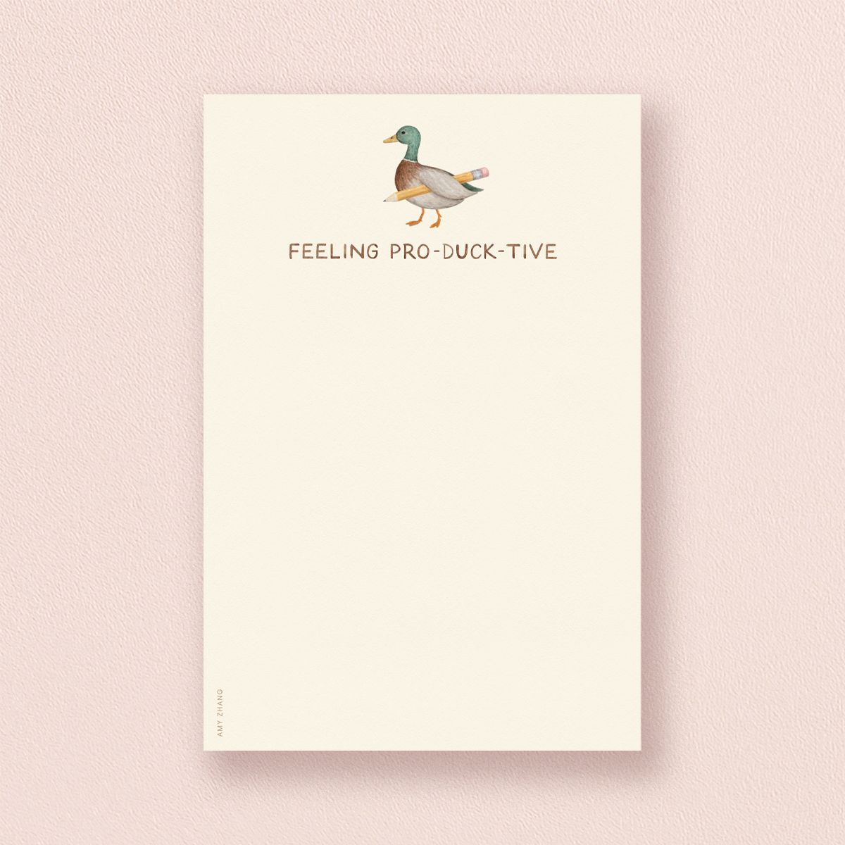 Feeling Productive — Cute Duck And Pencil Pun Notepad