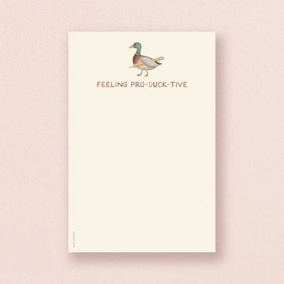 Feeling Productive — Cute Duck And Pencil Pun Notepad