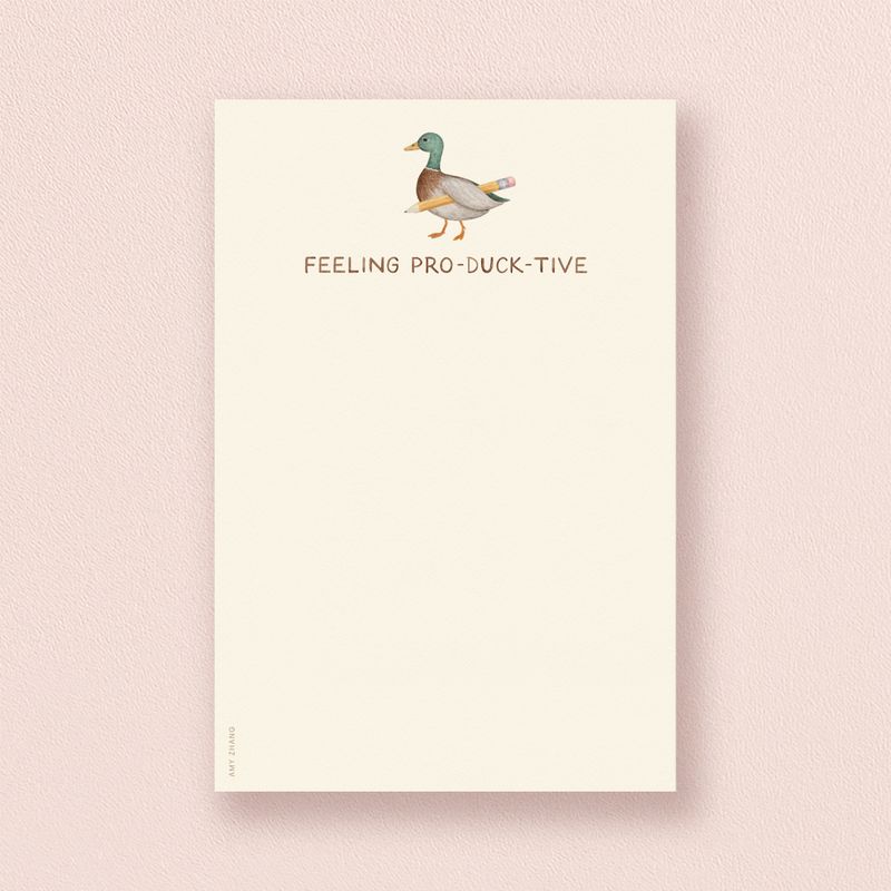 Feeling Productive — Cute Duck And Pencil Pun Notepad