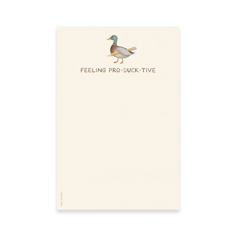 Feeling Productive — Cute Duck And Pencil Pun Notepad