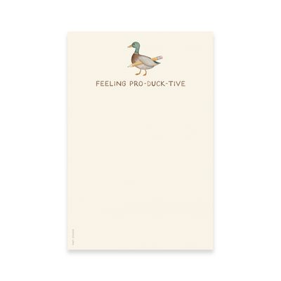 Feeling Productive — Cute Duck And Pencil Pun Notepad