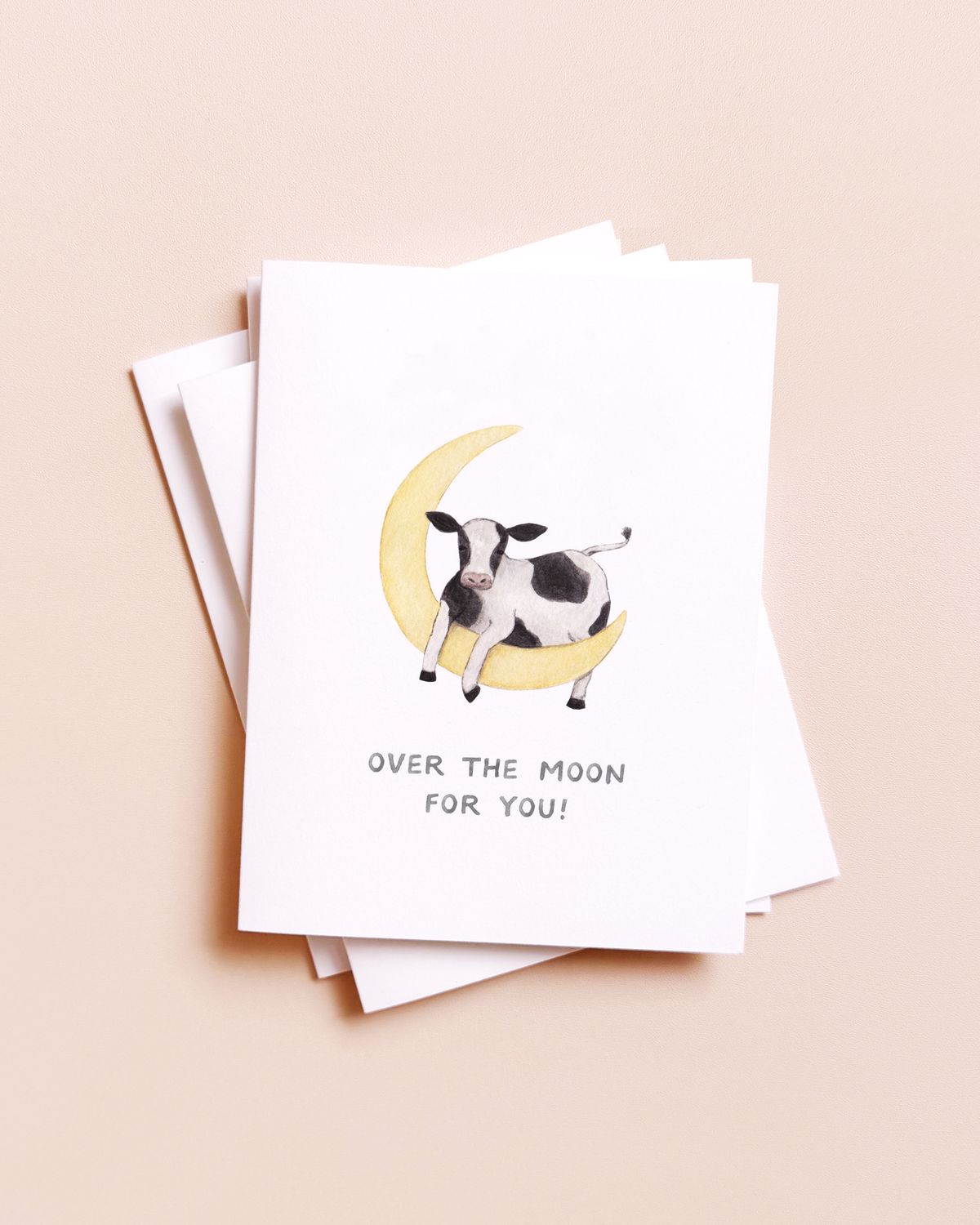 Over The Moon — Animal Pun New Baby Card