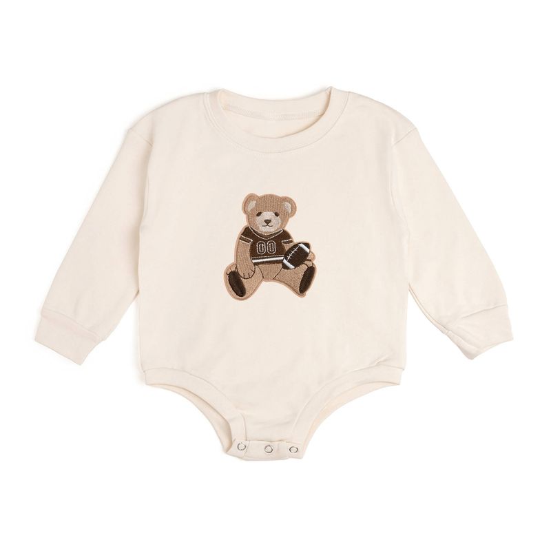 Teddy Bear Patch Long Sleeve Romper