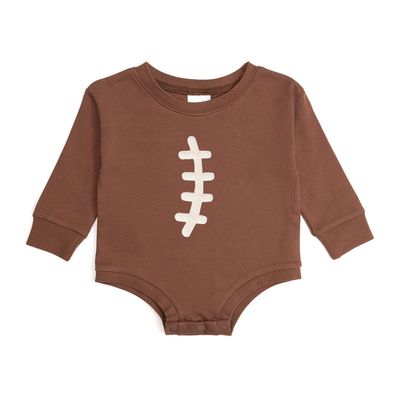 Football Lace Patch Long Sleeve Romper