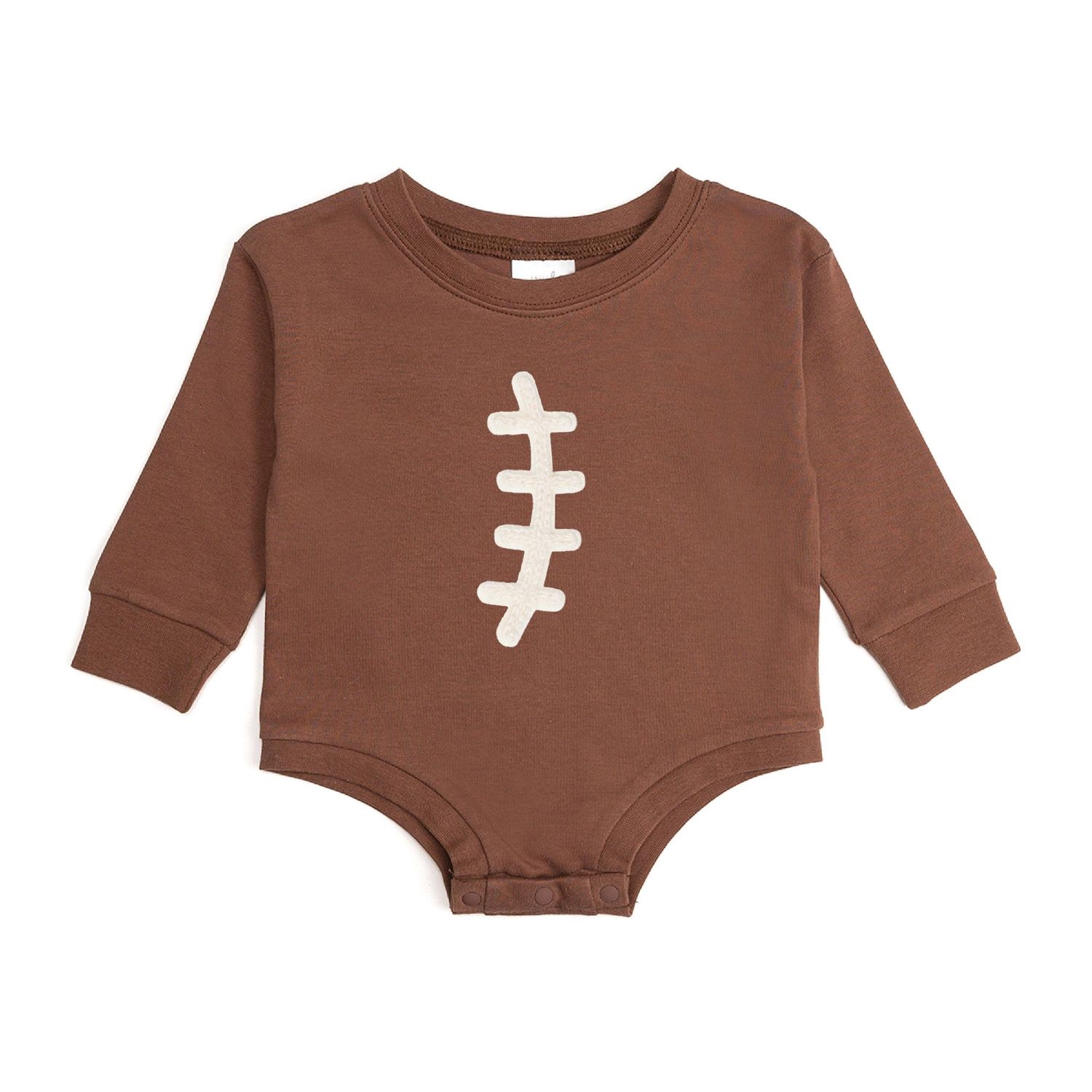 Football Lace Patch Long Sleeve Romper, Size: 12-18M