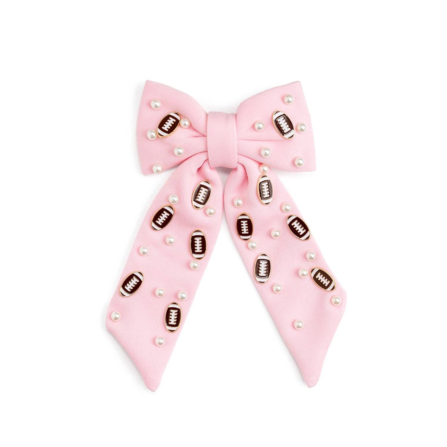 Football Pearl Bow Clip | Game Day
