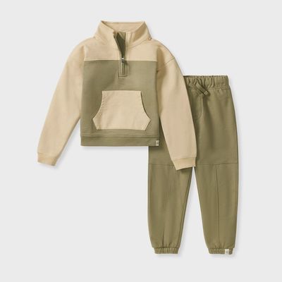 Quarter Zip Collar Sweatshirt SET