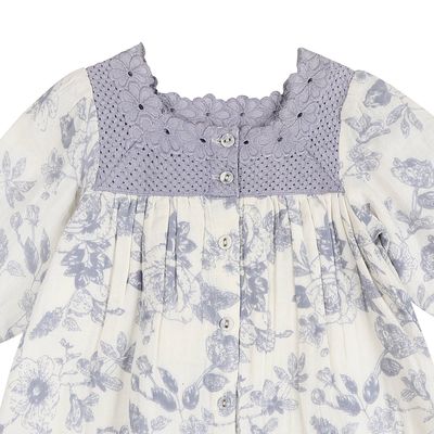 Claudia Floral Baby Dress &amp; Bloomer Set (Organic Muslin)