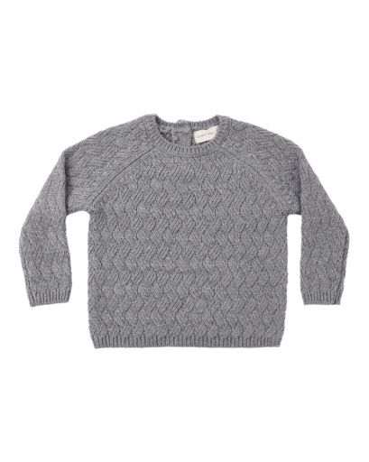 KNIT SWEATER | Heathered Slate, Size: 0-3M