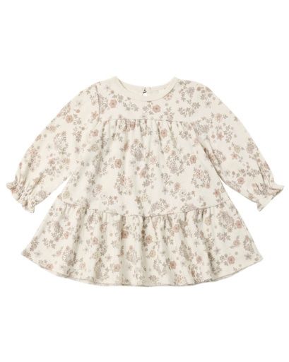 TIERED JERSEY DRESS FLORAL VINE