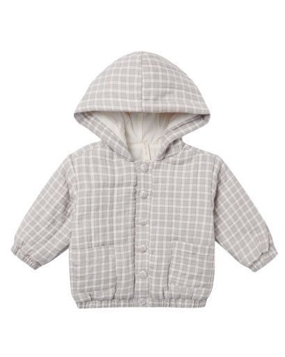 Hooded Woven Jacket | Blue Gingham