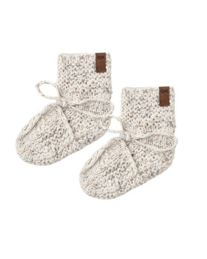 KNIT BOOTIES NATURAL CONFETTI, Size: 0-3M