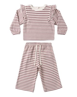RUFFLE COZY SET MULBERRY STRIPE