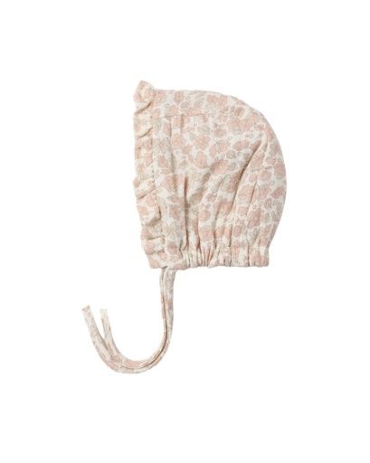 WOVEN RUFFLE BONNET | Pink Blossom, Size: 6-12M