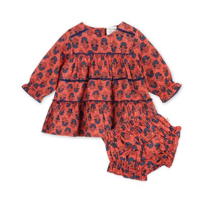 Isadora Tiered Floral Dress &amp; Bloomer (Organic)