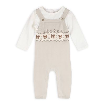 Bear Fair Isle Knit Baby Overall Set (Organic Cotton)