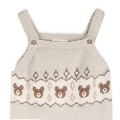 Bear Fair Isle Knit Baby Overall Set (Organic Cotton)