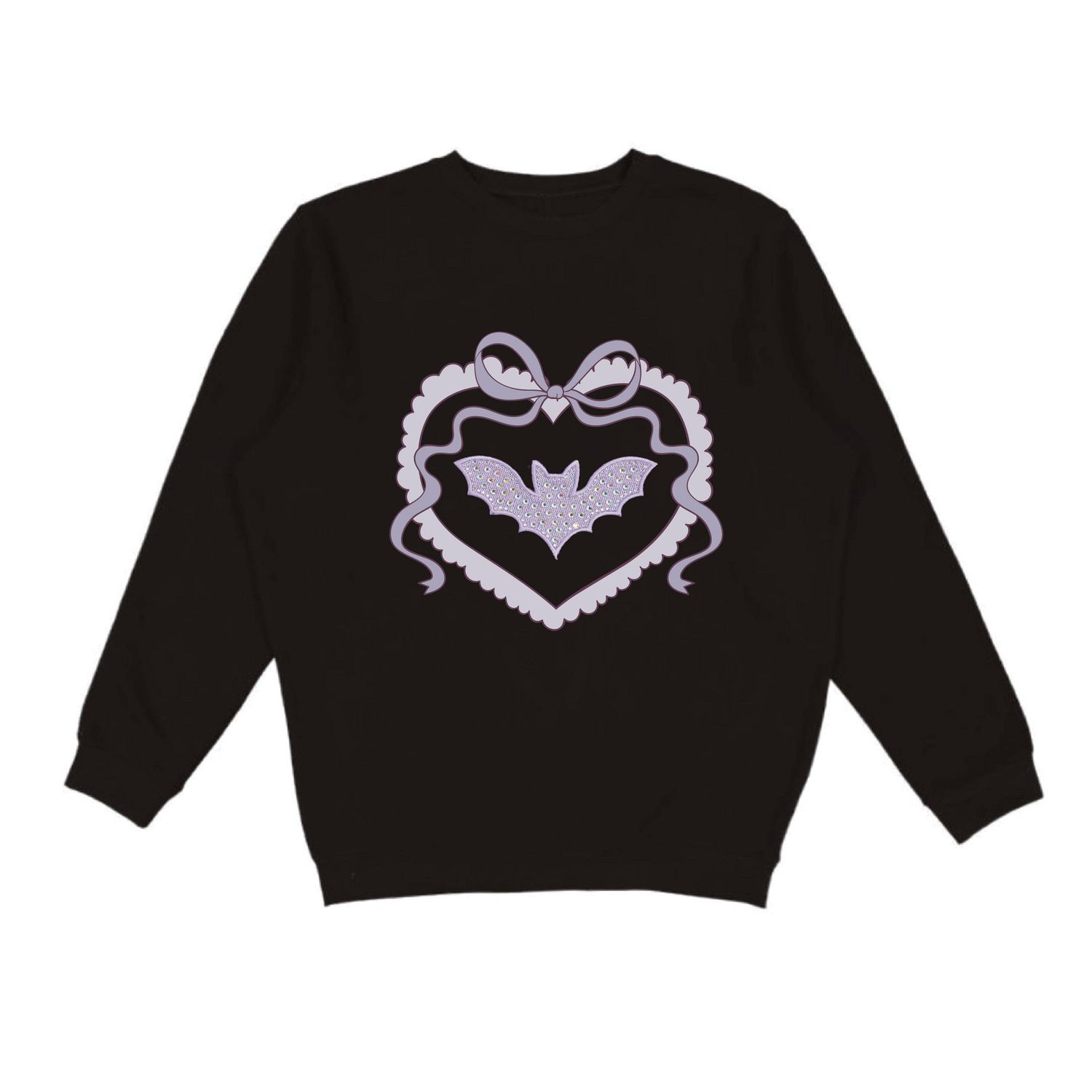 Rhinestone Bat Patch Halloween Sweatshirt