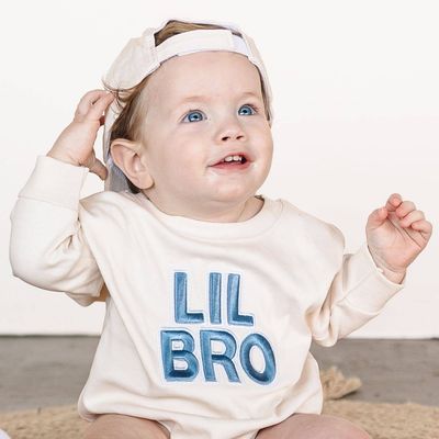 Lil Bro Embroidered Patch Romper | Family Fun