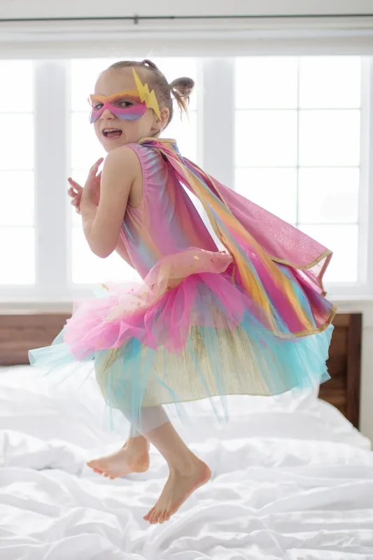Super-duper Tutu, Cape, &amp; Mask | Pink &amp; Gold