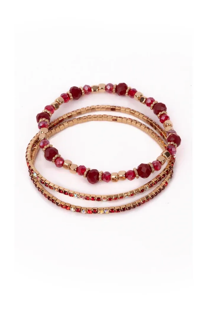 Ruby Red Bracelet Set (3pcs)