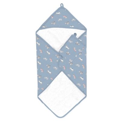 Hooded Towel Set | Cars on Steel Blue