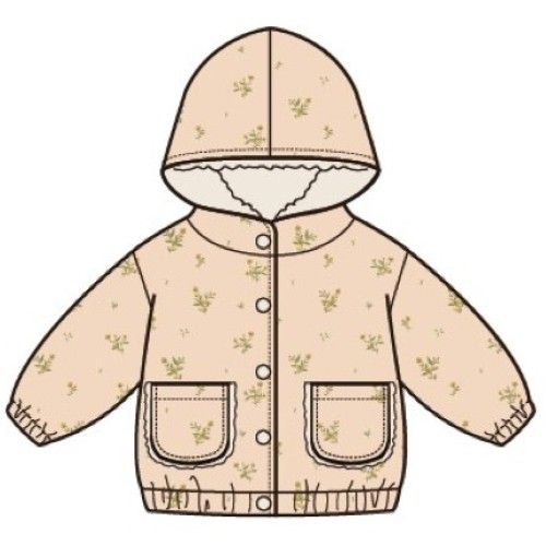 CORDUROY HOODED JACKET DAINTY FLORAL, Size: 2-3T