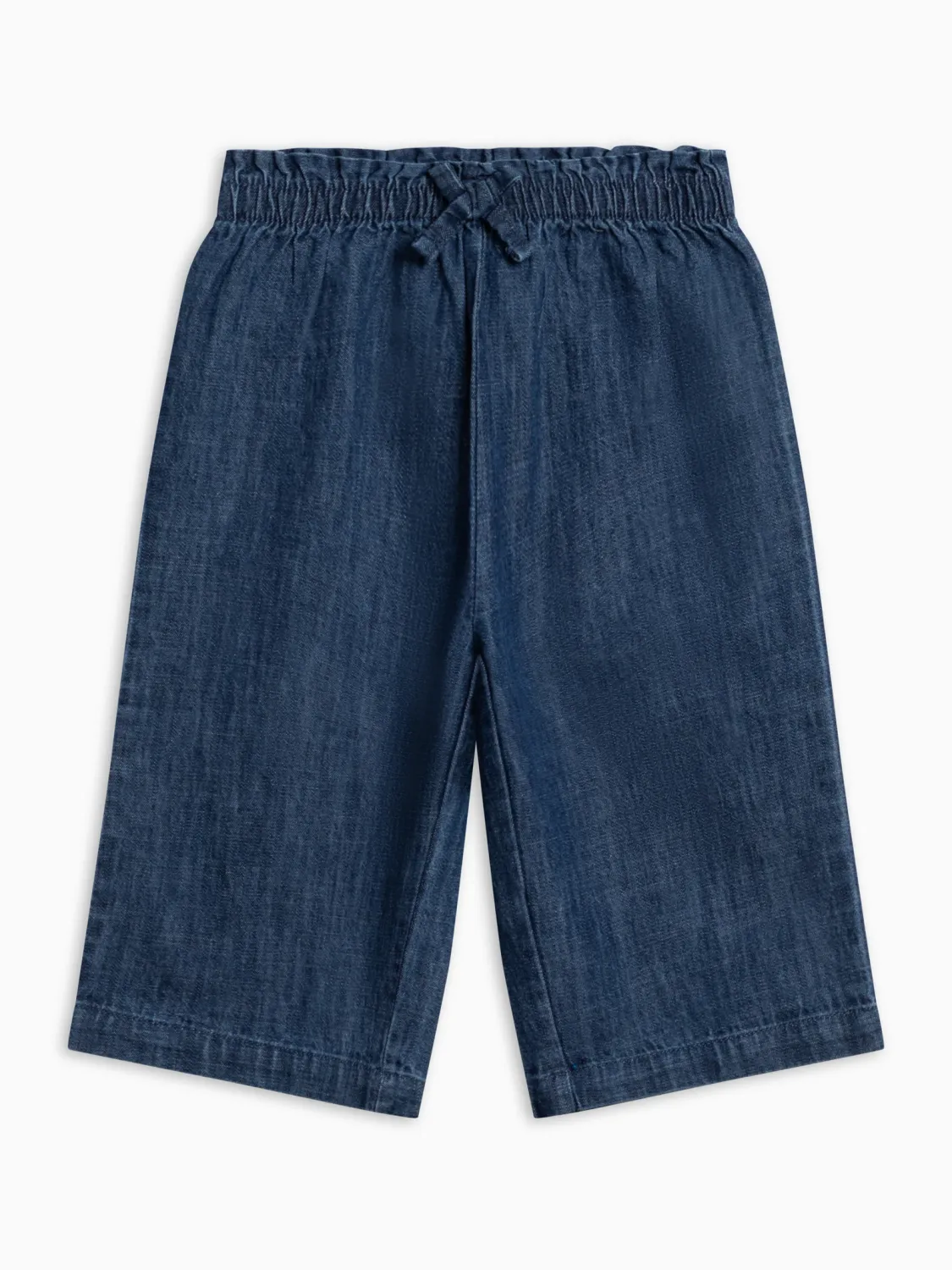 Rumi Chambray Ruffle Waist Wide Leg Pant