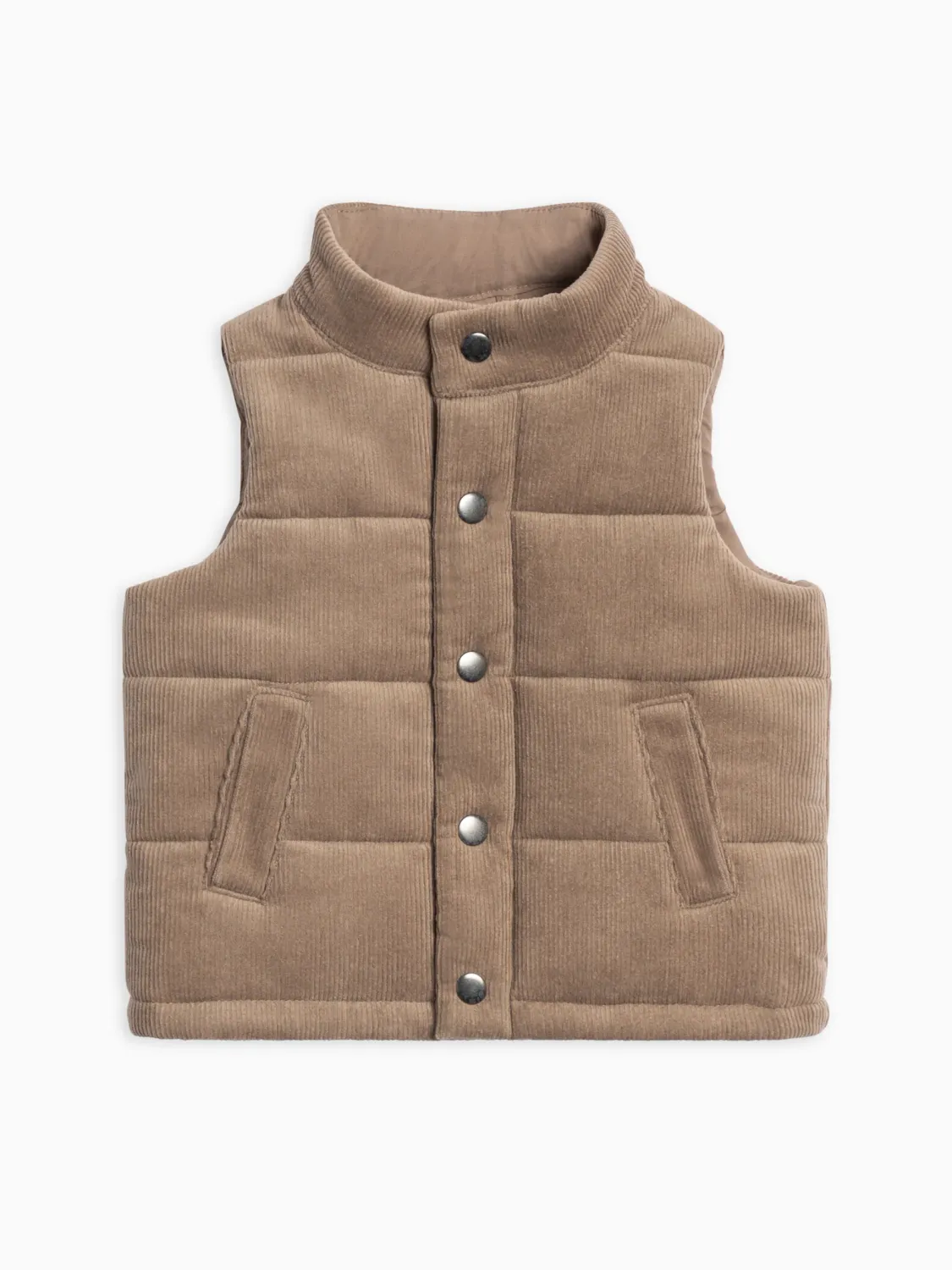 Idris Corduroy Snap Vest | Taupe