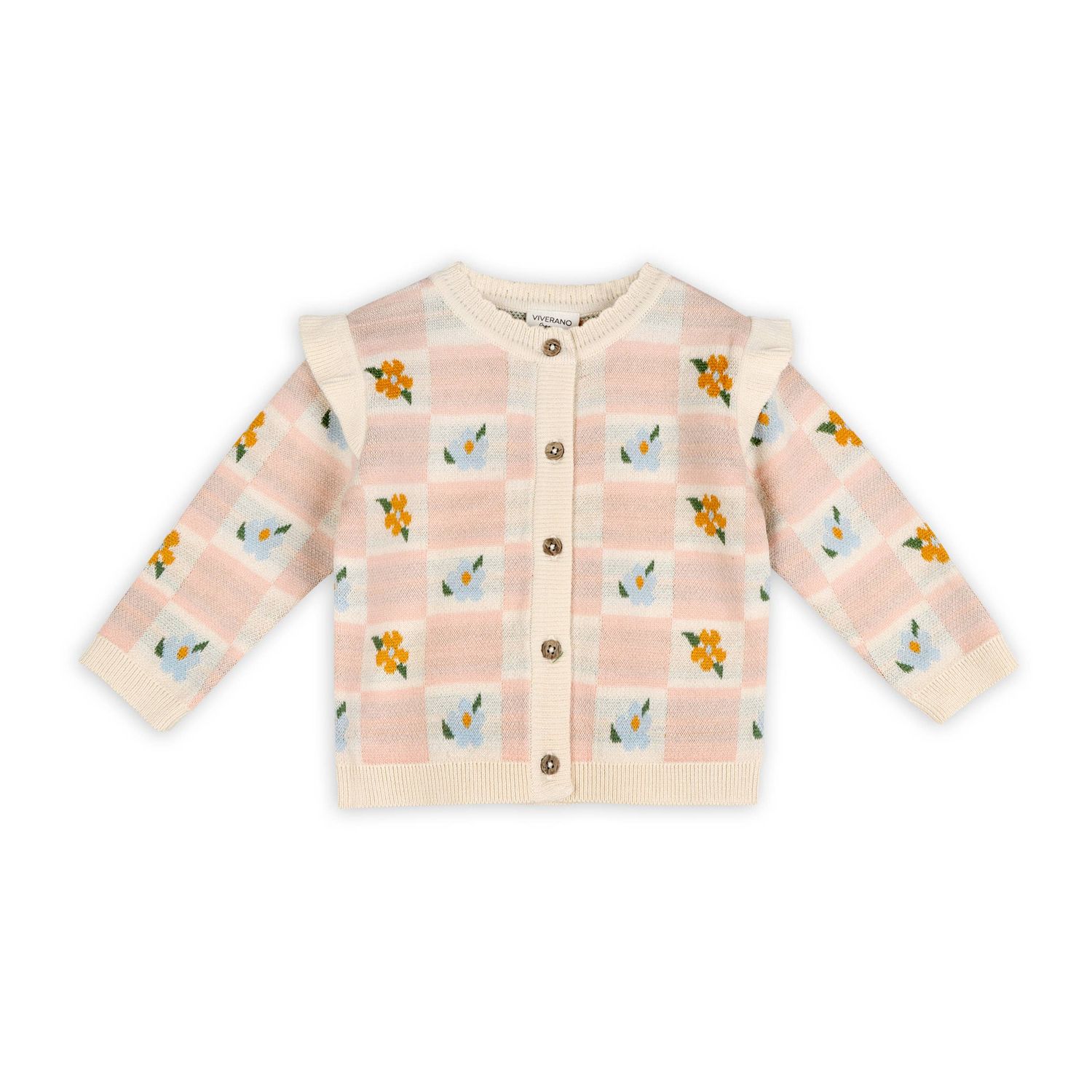 Mia Bouquet Jacquard Knit Cardigan (Organic Cotton), Color: Sweet Pink, Size: 12-18M