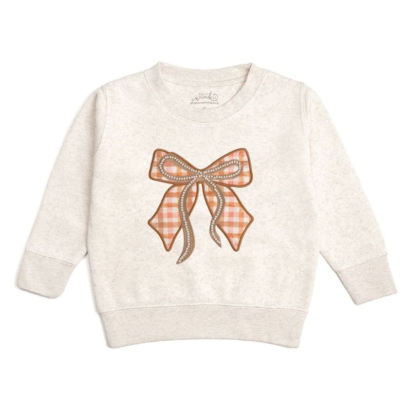 Cinnamon Plaid Bow Patch Sweatshirt