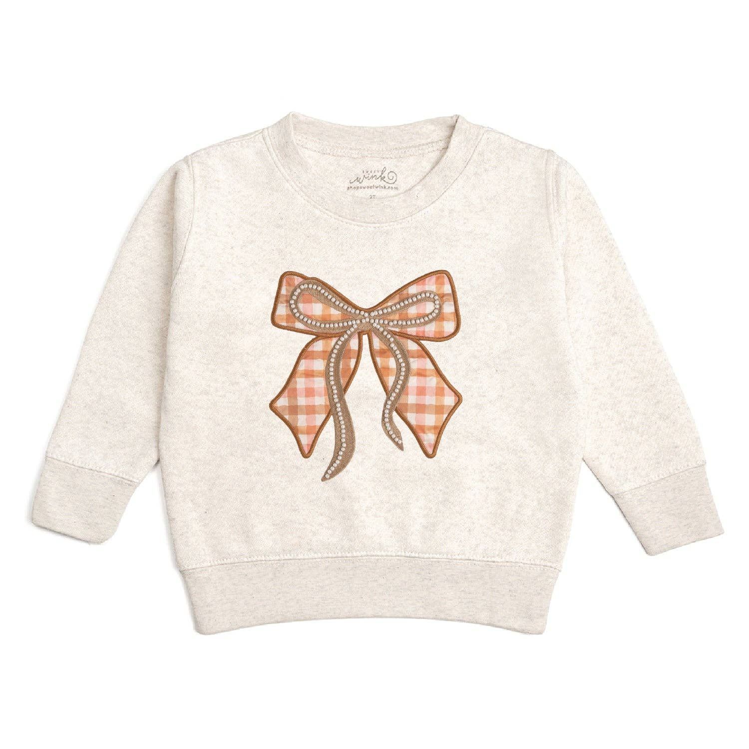 Cinnamon Plaid Bow Patch Sweatshirt, Size: 4T