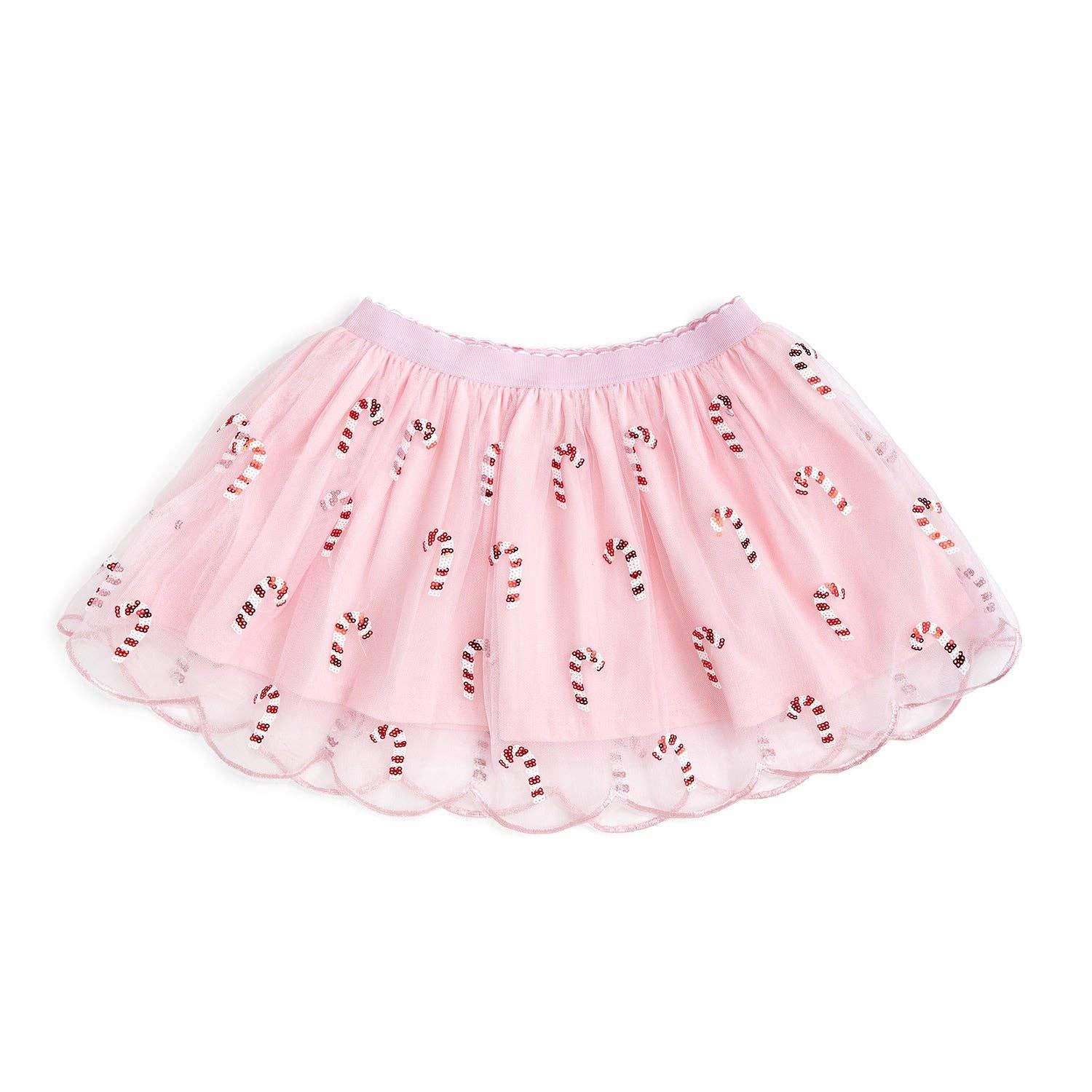 Candy Cane Scalloped Tutu Skirt, Size: 2-4Y