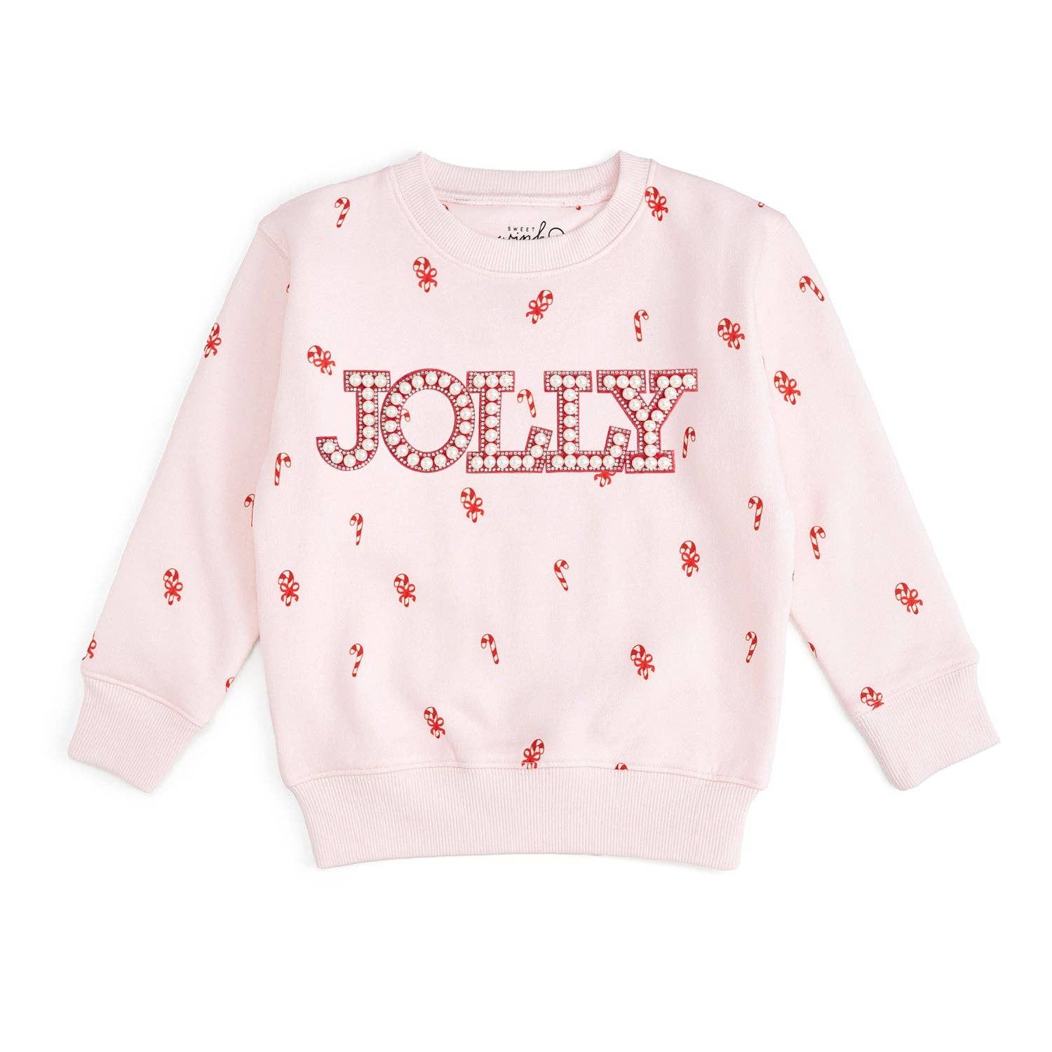 Jolly Pearl Patch Candy Cane Sweatshirt, Size: 18-24M