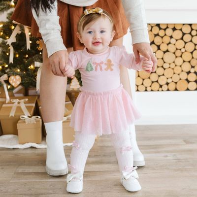 Blush Velvet Bow Tights - Holiday Accessories