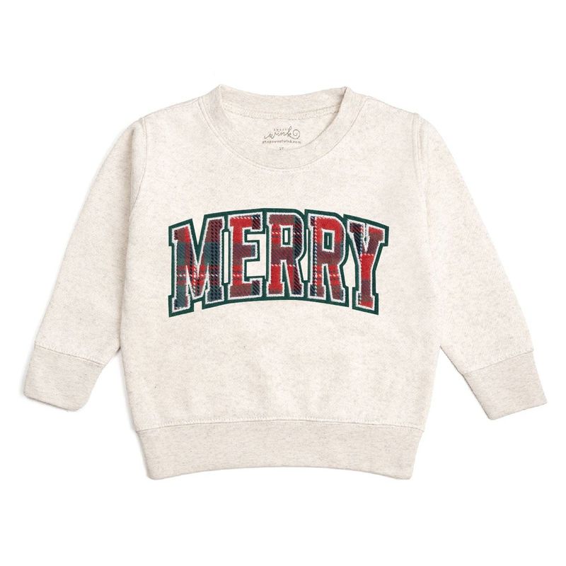 Merry Tartan Patch Christmas Sweatshirt