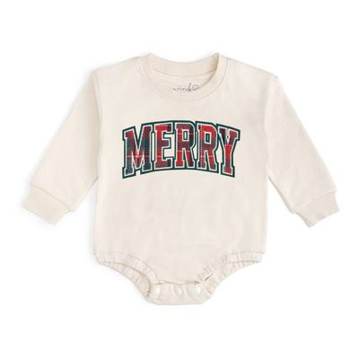 Merry Tartan Patch Christmas Long Sleeve Romper - Baby