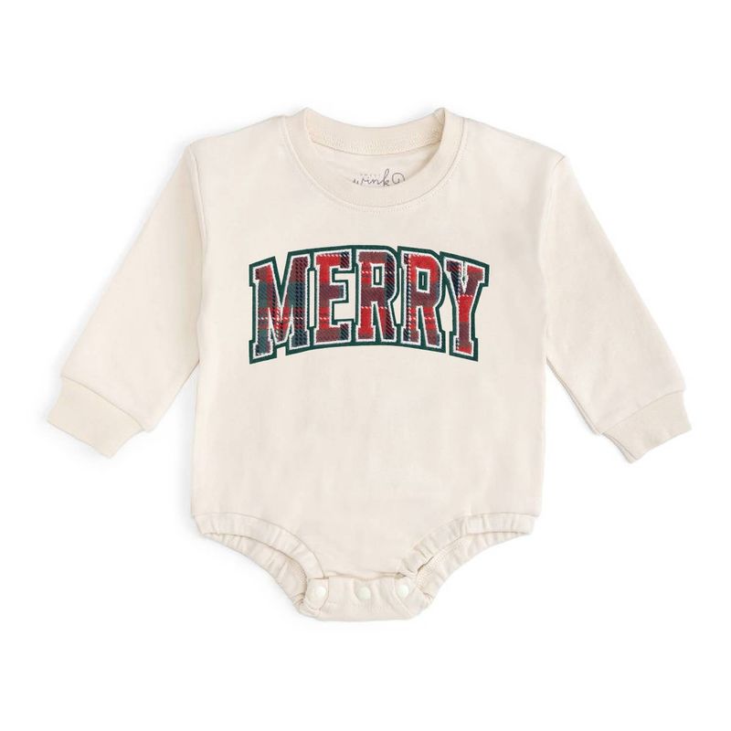 Merry Tartan Patch Christmas Long Sleeve Romper - Baby